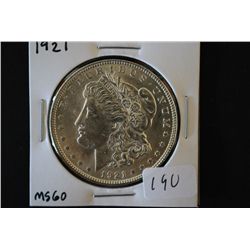 1921 Silver Morgan $1; MS60; EST. $35-40