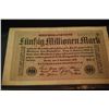 Image 1 : 1923 German Funfzig Millionen Mark Foreign Bank Note; EST. $5-10