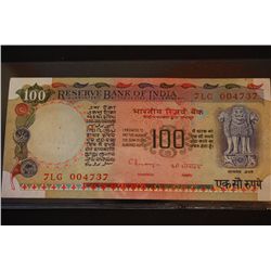 India 100 Rupees Foreign Bank Note; EST. $10-15