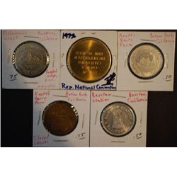 California State Tokens; Lot of 5; EST. $10-15