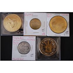 Various Tokens; Lot of 5; EST. $10-20