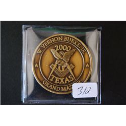 2000 W. Vernon Burke Jr. Grand Master Memorial Masonic Grand Lodge Temple-Waco Medallion; EST. $5-10