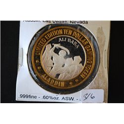 Aladdin Hotel & Casino  Ali Baba  Las Vegas NV Limited Edition Two-Tone $10 Gaming Token; .999 Fine 