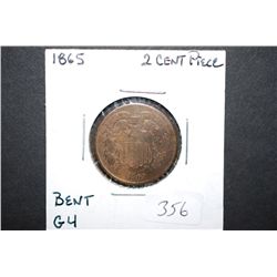 1865 Shield 2 Cent Piece; Bent G4; EST. $20-30