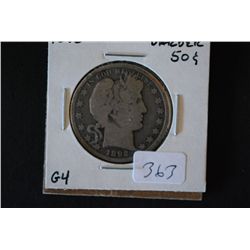 1892 Barber Half Dollar; G4; EST. $25-40