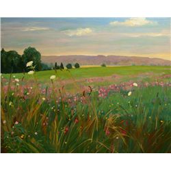 Anne Boysen, Clover Field, Signed Oil on Canvas