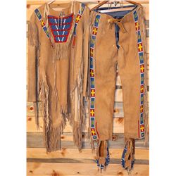 Mans beaded buckskin suit
