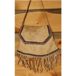 Lightly beaded buckskin purse
