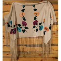 White floral adorned shawl