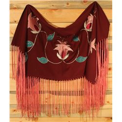 Maroon floral adorned shawl