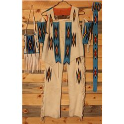 Crow ceremonial beaded buckskin dance outfit