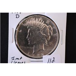 1922-D Peace $1; Imp. Cleaned; EST. $25-40