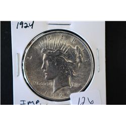 1924 Peace $1; Imp. Cleaned; EST. $25-40