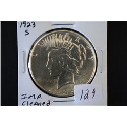 1923-S Peace $1; Imp. Cleaned; EST. $25-40