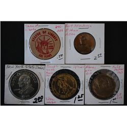 Various New York Tokens; Lot of 5; EST. $5-10