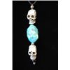 Image 1 : Skull Necklace with Simulated Turquoise Stone; EST. $20-30