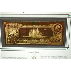 The First Gold Bank Notes Of Belize; Clipper Ships Edition; EST. $5-10