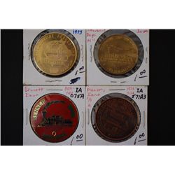 Lot of Five Various Tokens from Iowa; Est. 10-15