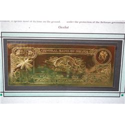 The First Gold Bank Notes Of Belize; Ocelot Edition; EST. $5-10