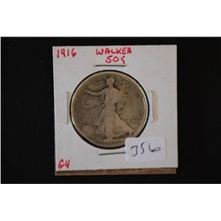 1916 Walking Liberty Half Dollar; EST. $40-60