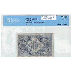 Austria 1 Gulden 1888 CCCS VF-30.