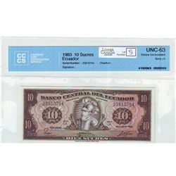 Ecuador 10 Sucres 1983 CCCS UNC-63.