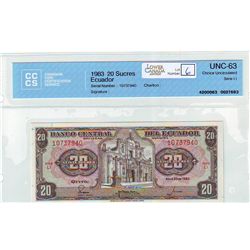 Ecuador 20 Sucres 1983 CCCS UNC-63.