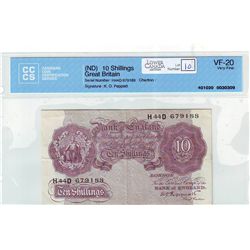 Great Britain 10 Shillings (ND) CCCS VF-20, K.O. Peppiatt.