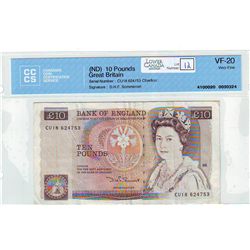 Great Britain 10 Pounds (ND) CCCS VF-20, D.H.F. Sommerset.