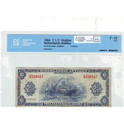 Netherlands Antilles 2 1/2 Gulden 1964 CCCS F-12.