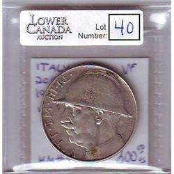 Italy 20 Lire 1928R VF-20 Lightly Cleaned.