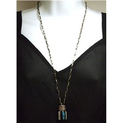 Dead Pawn Navajo Multi-Stone Inlay Container Sterling Silver Necklace