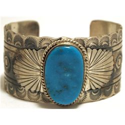 Old Pawn Navajo Turquoise Sterling Silver Cuff Bracelet - Mike Thomas, Jr.