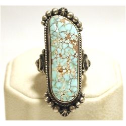 Old Pawn Navajo Dry Creek Turquoise Sterling Silver Women's Ring - EM Linkin