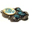 Image 2 : Old Pawn Zuni Mother of Pearl & Turquoise Sterling Silver Pendant - Florentine Panteah