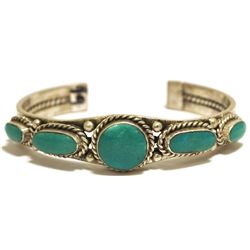 Old Pawn Navajo Turquoise Sterling Silver Cuff Bracelet - RT