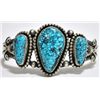 Image 1 : Old Pawn Navajo Spider Web Kingman Turquoise Sterling Silver Cuff Bracelet - Nelvin Burbank