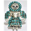 Image 1 : Old Pawn Turquoise Sun Face Kachina Sterling Silver Cuff Bracelet - LMB