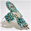 Image 2 : Old Pawn Turquoise Sun Face Kachina Sterling Silver Cuff Bracelet - LMB