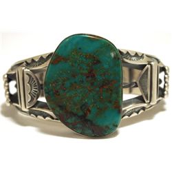 Old Pawn Navajo Stormy Mountain Turquoise Sterling Silver Cuff Bracelet - Mara Antia