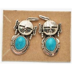 Old Pawn Turquoise Mud Head Earrings