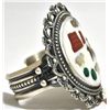 Image 2 : Old Pawn Multi-Stone Cowboy & Sheep Ranch/Pueblo Sterling Silver Cuff Bracelet - Wallace Jr.