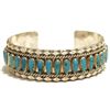 Image 1 : Old Pawn Navajo Turquoise Needlepoint Sterling Silver Cuff Bracelet - Tommy Lowe