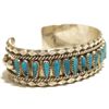 Image 2 : Old Pawn Navajo Turquoise Needlepoint Sterling Silver Cuff Bracelet - Tommy Lowe
