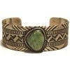 Image 1 : Old Pawn Navajo Green Turquoise Sterling Silver Cuff Bracelet - LM