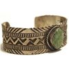 Image 2 : Old Pawn Navajo Green Turquoise Sterling Silver Cuff Bracelet - LM