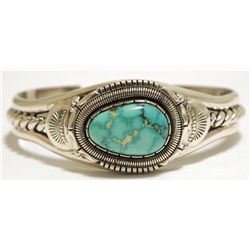 Old Pawn Navajo Royston Turquoise Sterling Silver Cuff Bracelet - Will Vandever