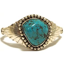 Old Pawn Navajo Spider Web Turquoise Sterling Silver Cuff Bracelet