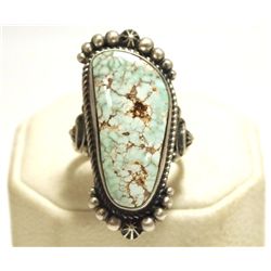 Old Pawn Navajo Dry Creek Turquoise Sterling Silver Women's Ring - EM Linkin