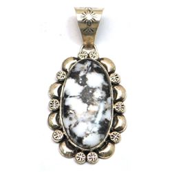 Navajo White Buffalo Sterling Silver Pendant - Mary Ann Spencer